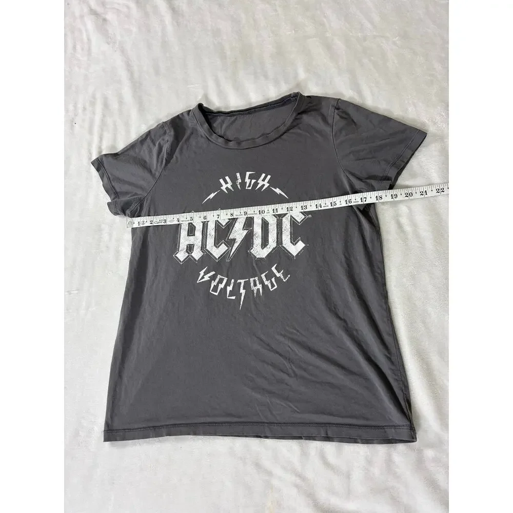 AC/DC High Voltage Distressed Graphic T Shirt Gray